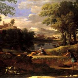 Landscape with a man killed by a snake